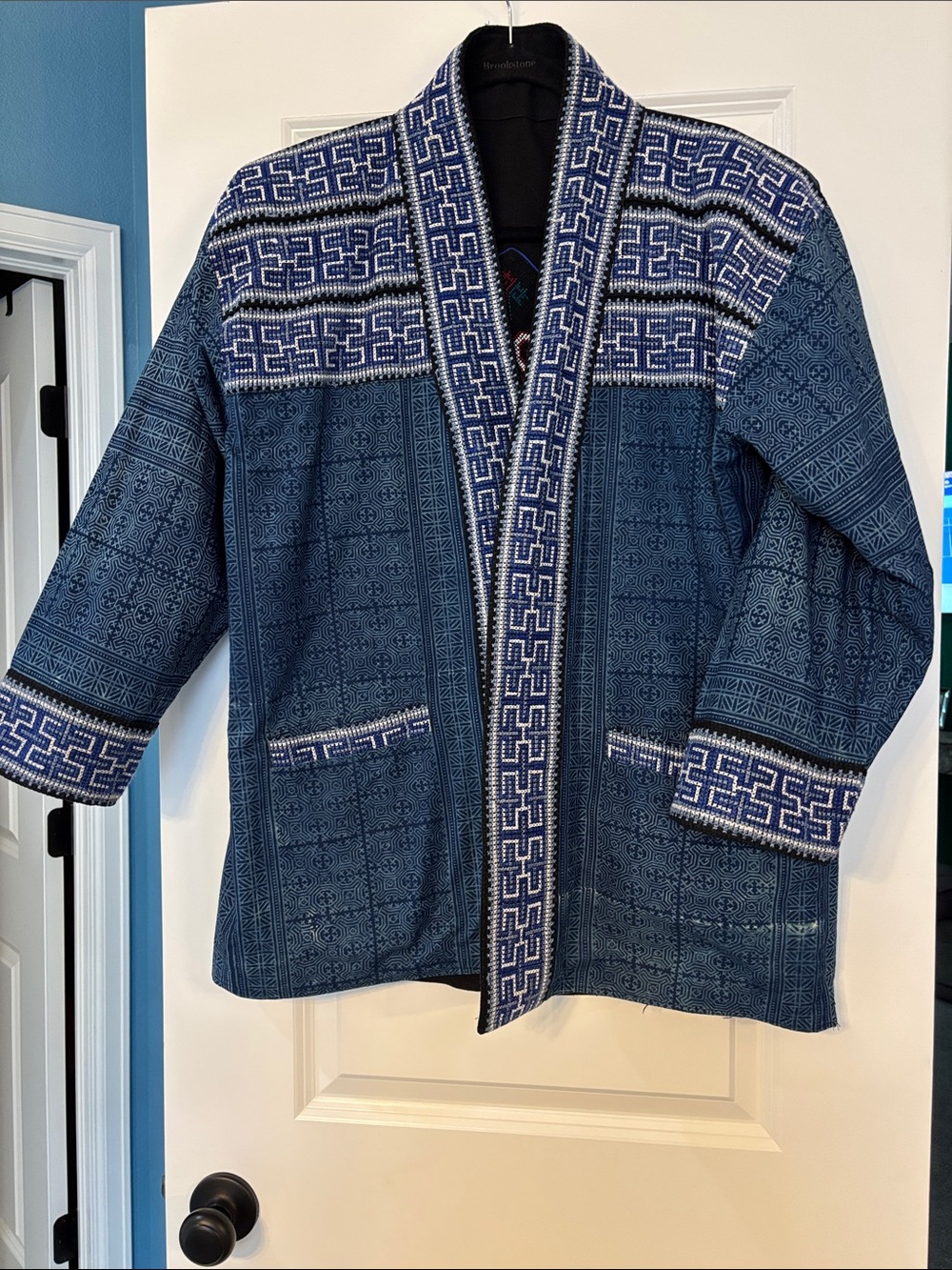 Reversible Vintage Women’s Cotton Jacket with Hand Embroidered Trim